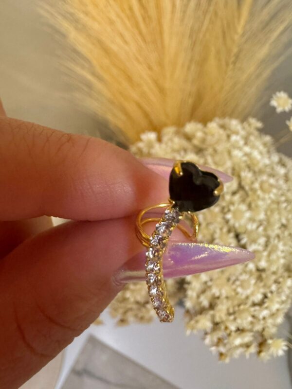 Piercing Fake Coração Preto - Dourado - Imagem 2