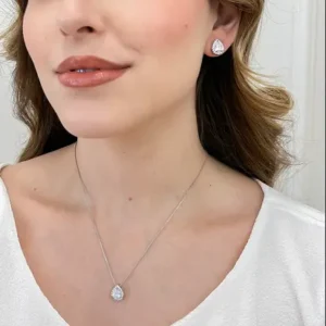 Conjunto Gota com Contorno em Micro Zircônias 50cm - Ródio Branco