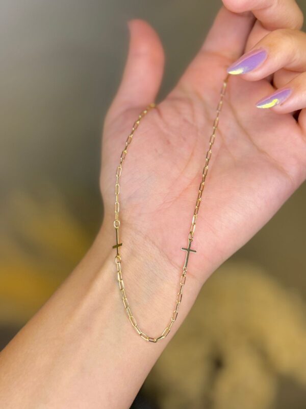 Colar Fé com Cruz - Dourado - Imagem 2