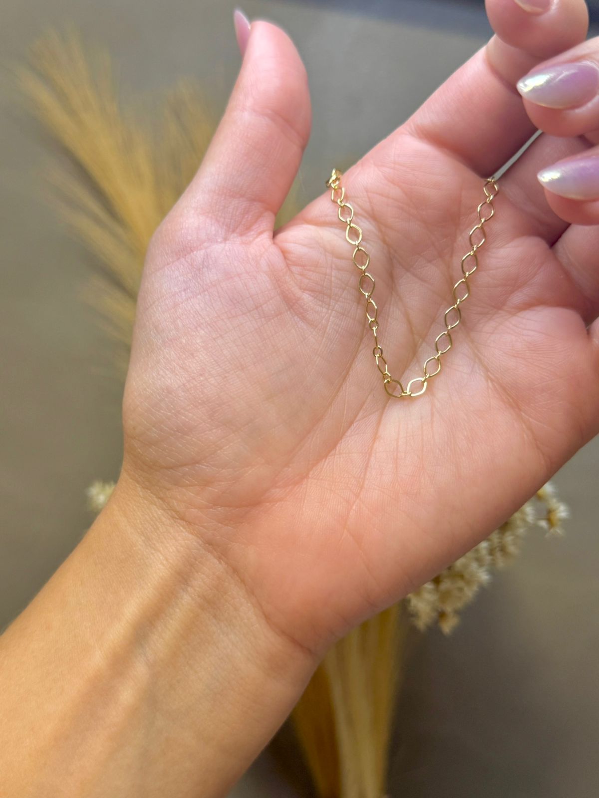 Pulseira Fina Elos Ovais 18cm - Dourado