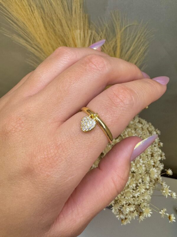 Anel Coração com Micro Zircônias - Dourado - Imagem 2