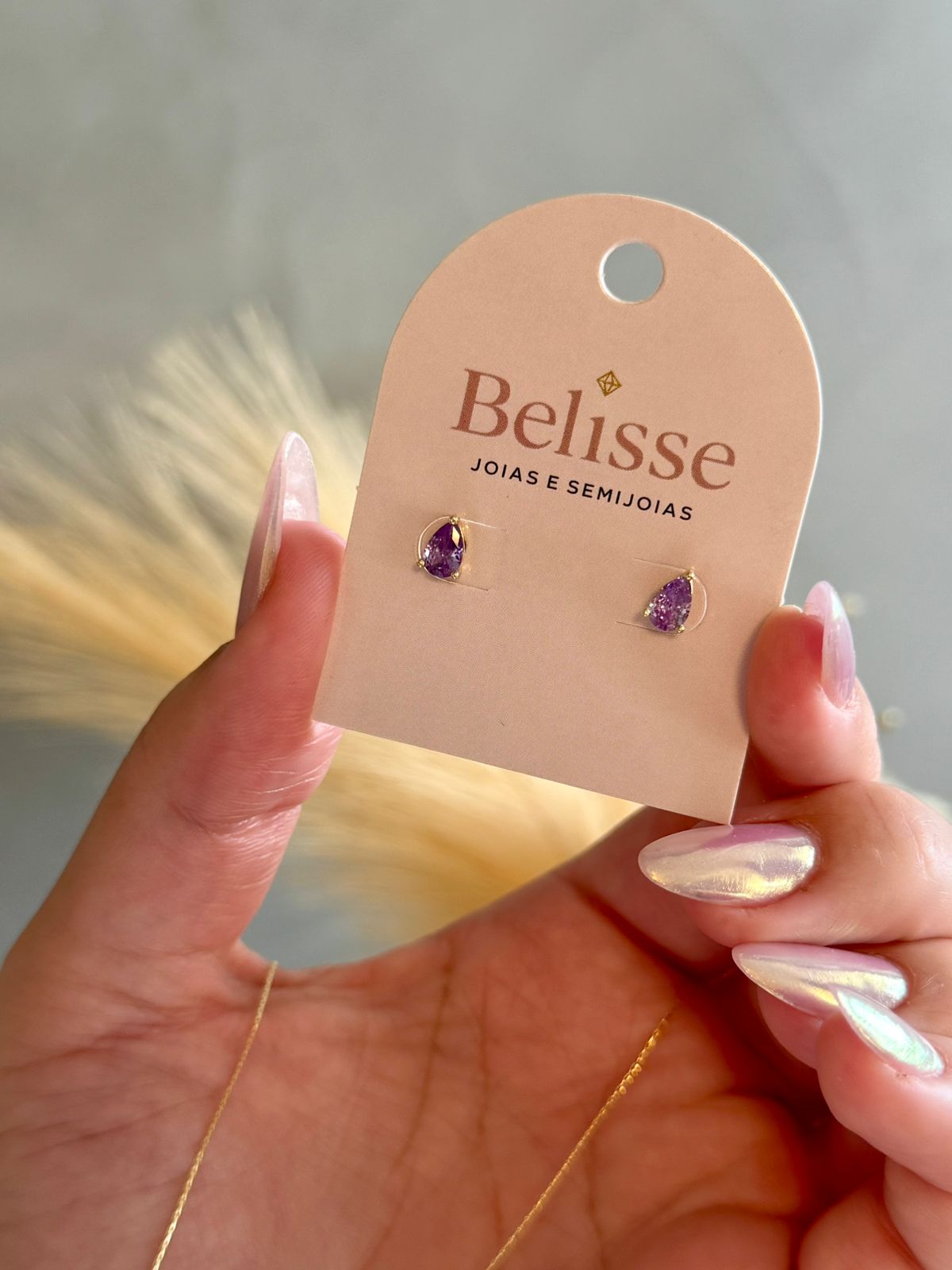 Conjunto Tiffany Gota Roxo - Dourado