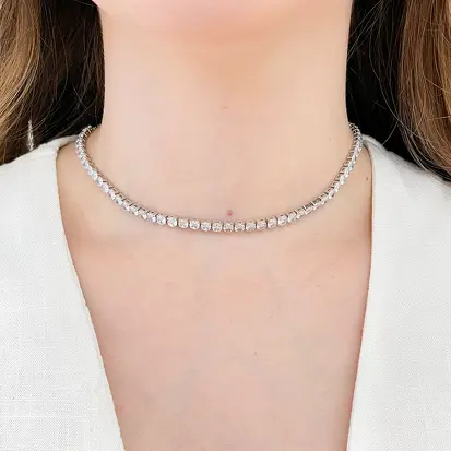 Colar Choker Riviera Zircônia 4MM - Ródio Branco