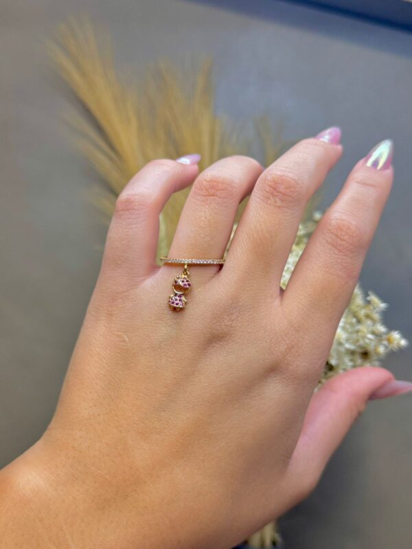 Anel Menina com Zircônia Rosa - Dourado - Imagem 3