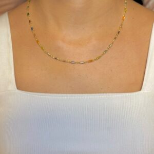 Colar Zircônias Coloridas - Dourado