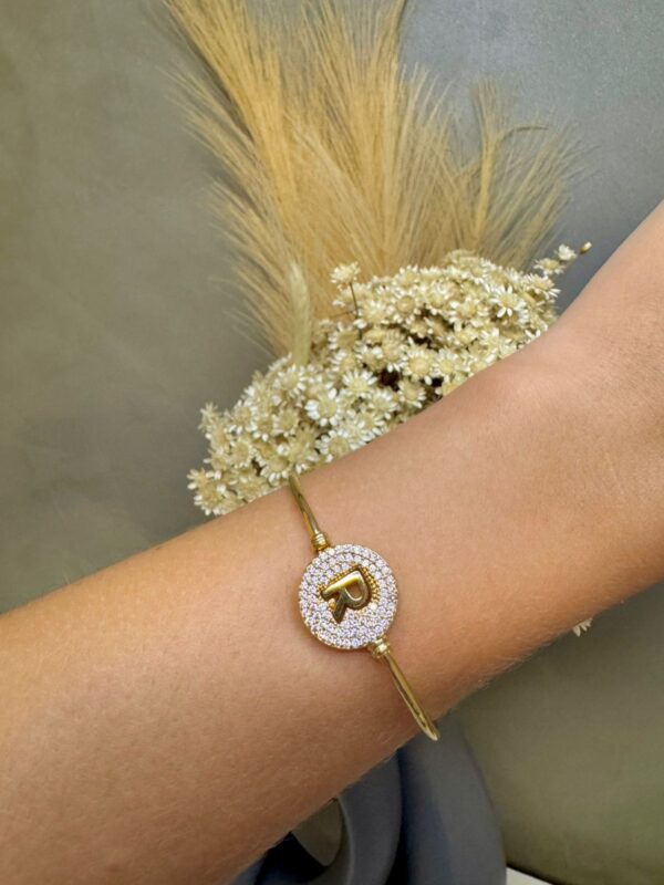 Bracelete Letra com Micro Zircônias - Dourado - Imagem 3