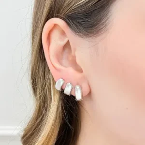 Brinco Trio Argola Lisa Grossa - Ródio Branco