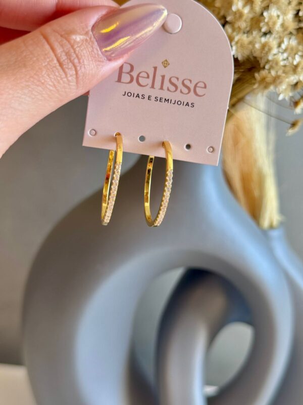 Brinco Argola com Micro Zircônias - Dourado - Imagem 2