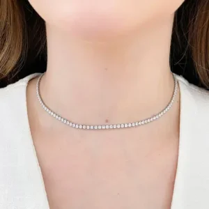 Colar Choker Riviera Cristal 2MM - Ródio Branco