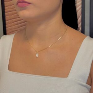 Conjunto Mini Hamsá com Micro Zircônias 45cm - Dourado