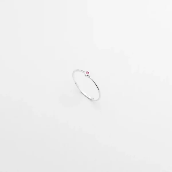 Anel Ponto de Luz com Zircônia Rosa - Prata 925