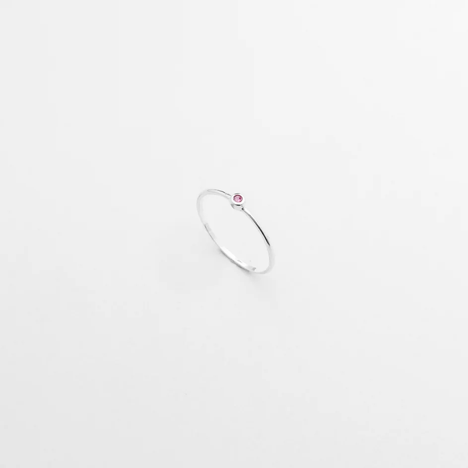 Anel Ponto de Luz com Zircônia Rosa - Prata 925