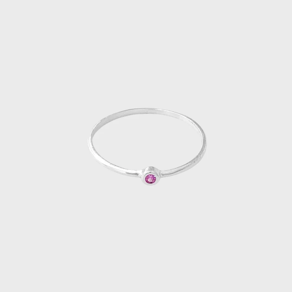 Anel Ponto de Luz com Zircônia Rosa - Prata 925