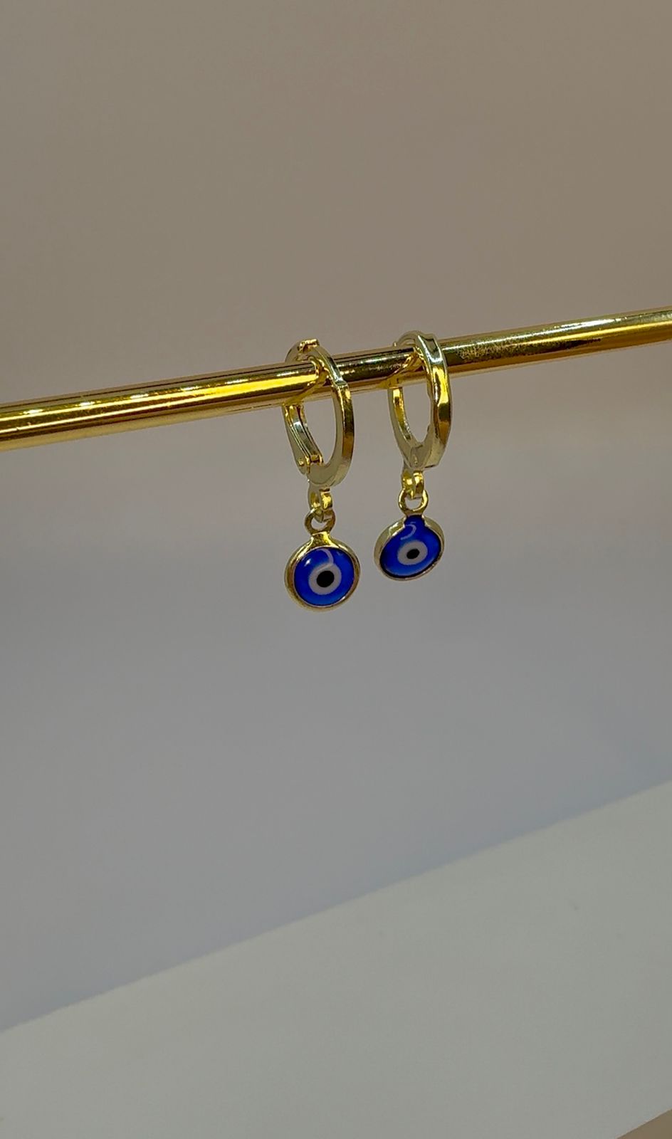 Brinco Argolinha Olho Grego P - Dourado