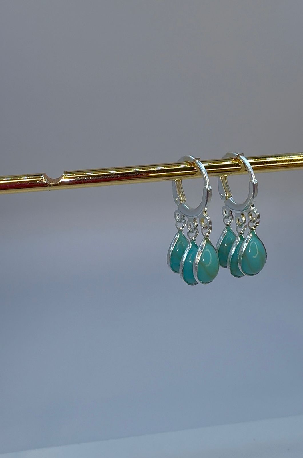 Brinco Argola Gota Verde Água