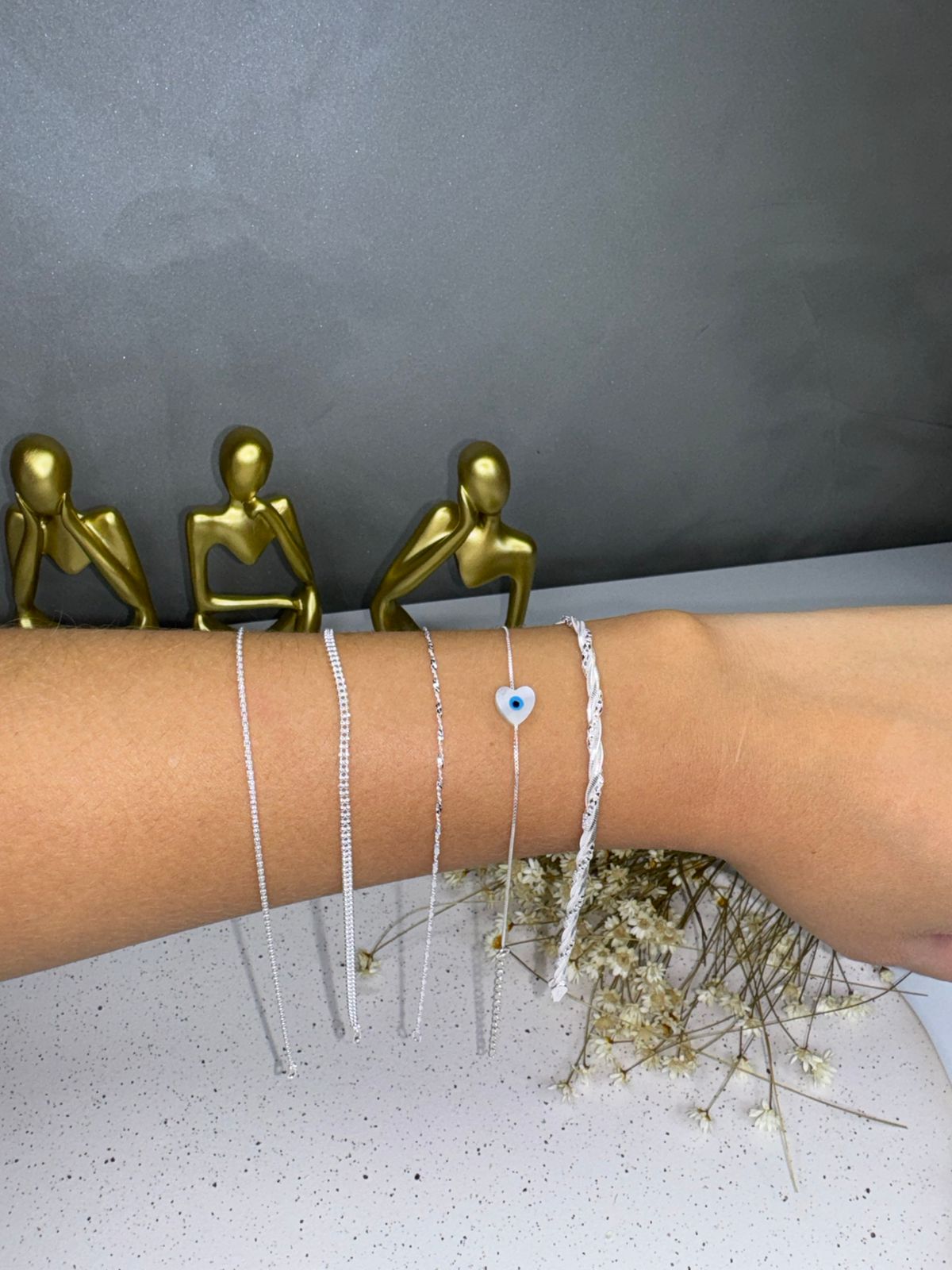 Pulseira Fio Pipoca 18,5cm - Prata 925