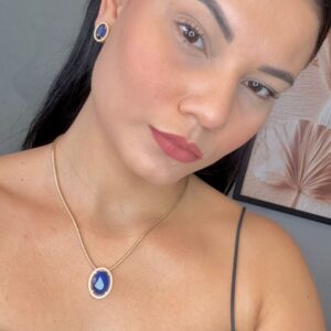 Conjunto Oval Vazado com Zircônia 50cm - Dourado