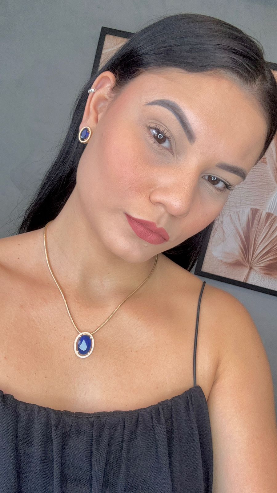 Conjunto Oval Vazado com Zircônia 50cm - Dourado