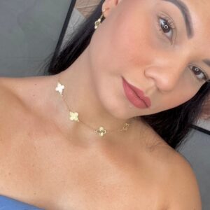 Colar Choker Trevo Detalhado - Dourado