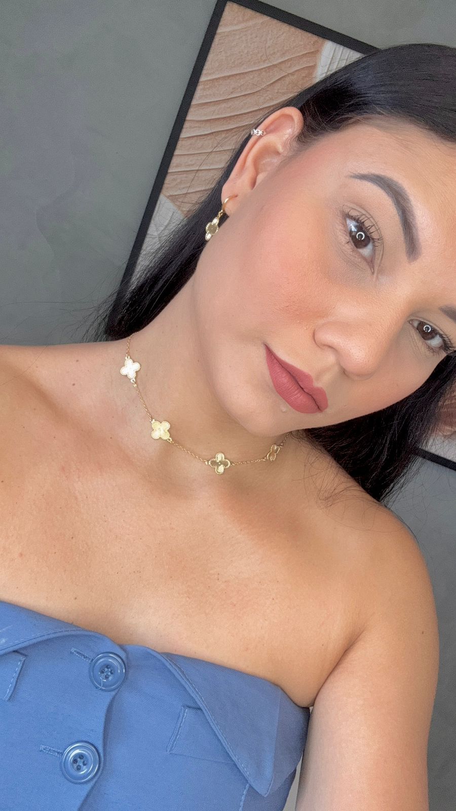 Colar Choker Trevo Detalhado - Dourado